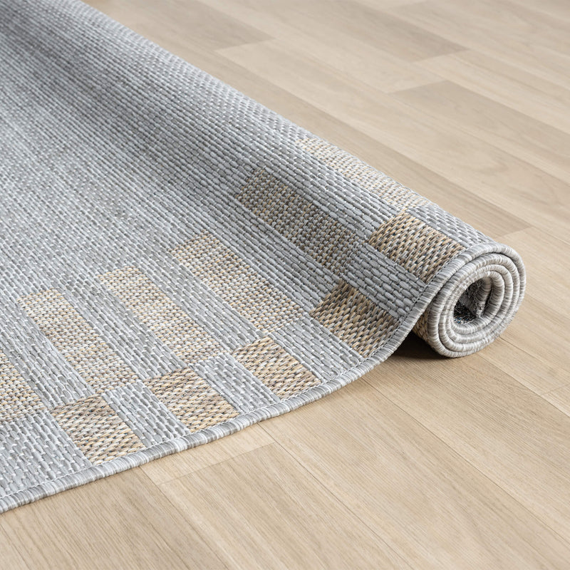 Exterior Cloud Border Beige Runner Rug