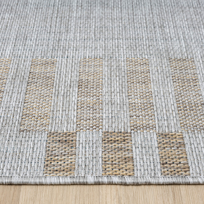 Exterior Cloud Border Beige Runner Rug