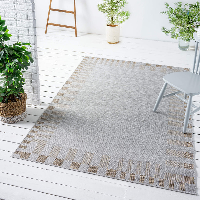 Exterior Cloud Border Beige Rug