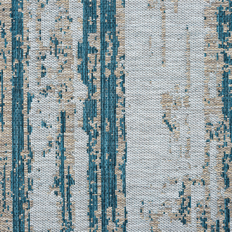 Exterior Mixed Beige Blue Runner Rug