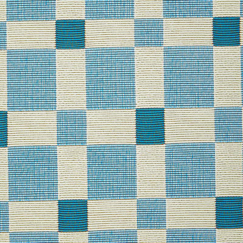 Terra Square Pattern Blue Runner Rug