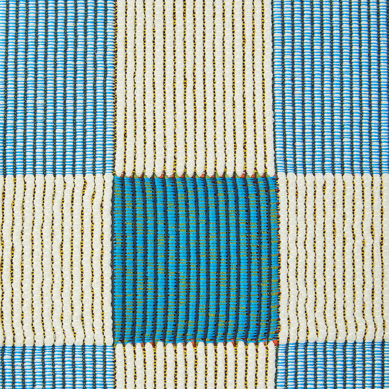 Terra Square Pattern Blue Runner Rug