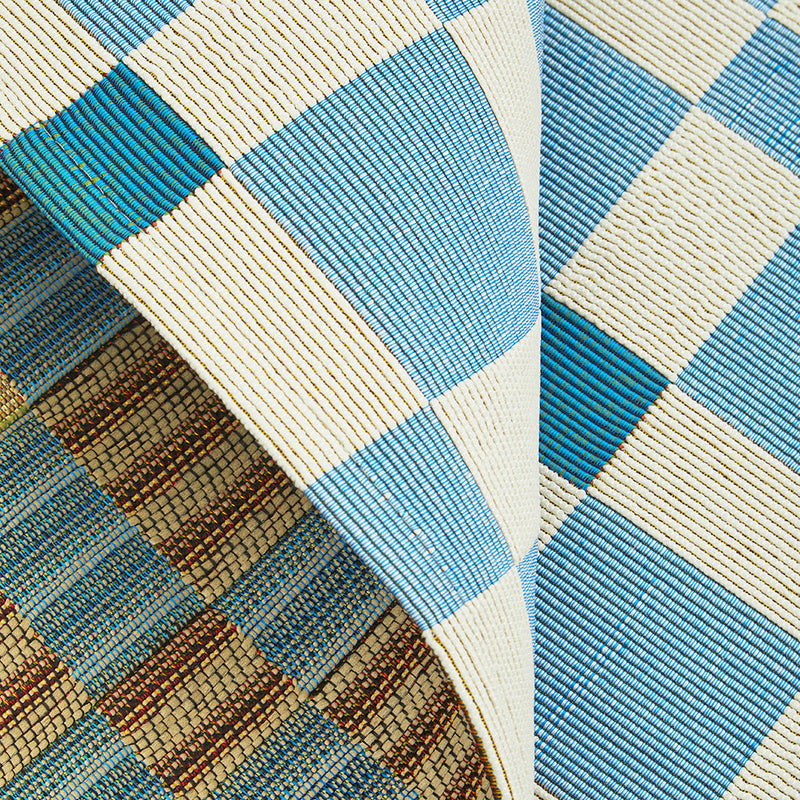 Terra Square Pattern Blue Runner Rug