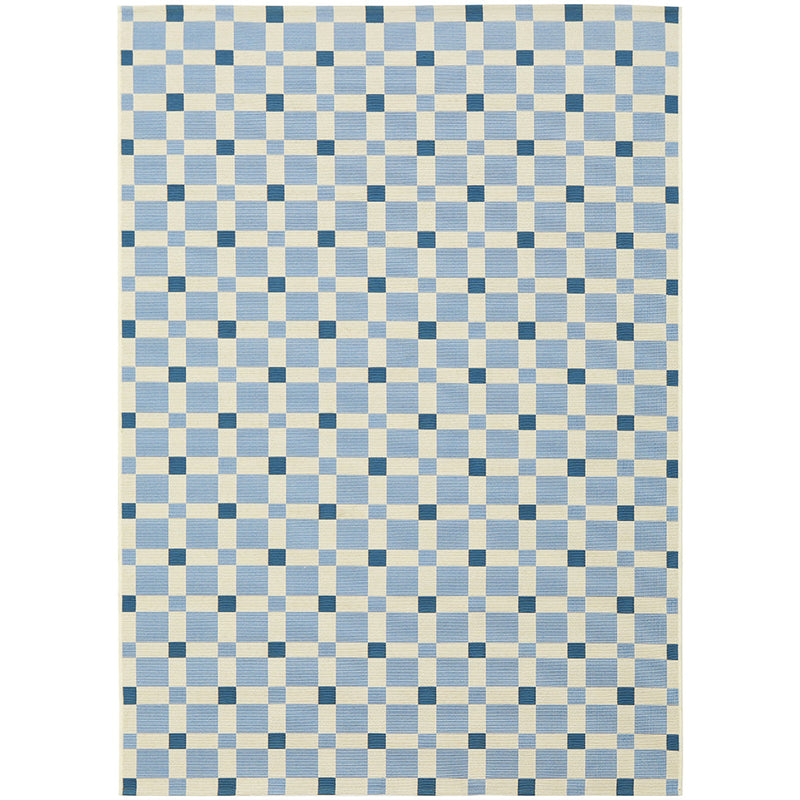 Terra Square Pattern Blue Rug