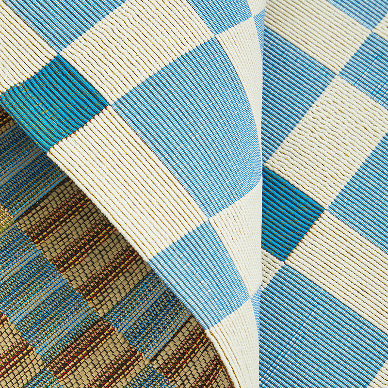 Terra Square Pattern Blue Rug