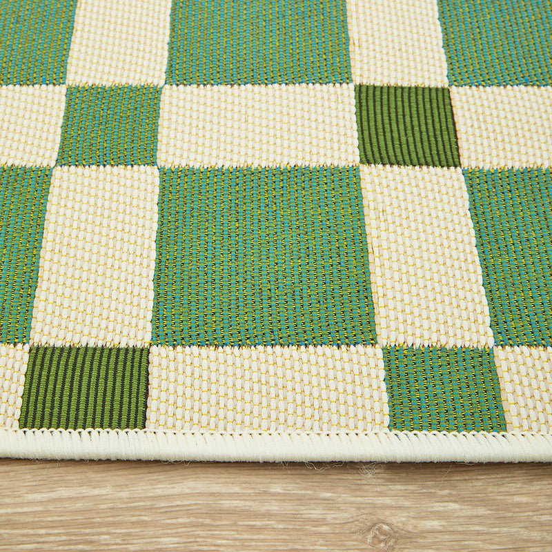Terra Square Pattern Green Rug