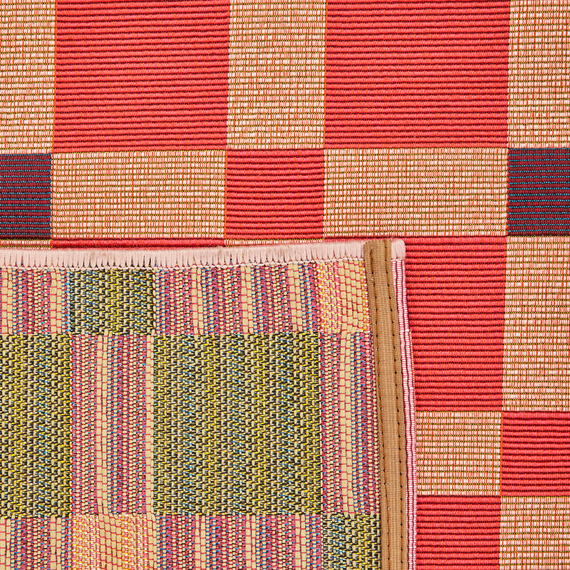 Terra Square Pattern Pink Runner Rug