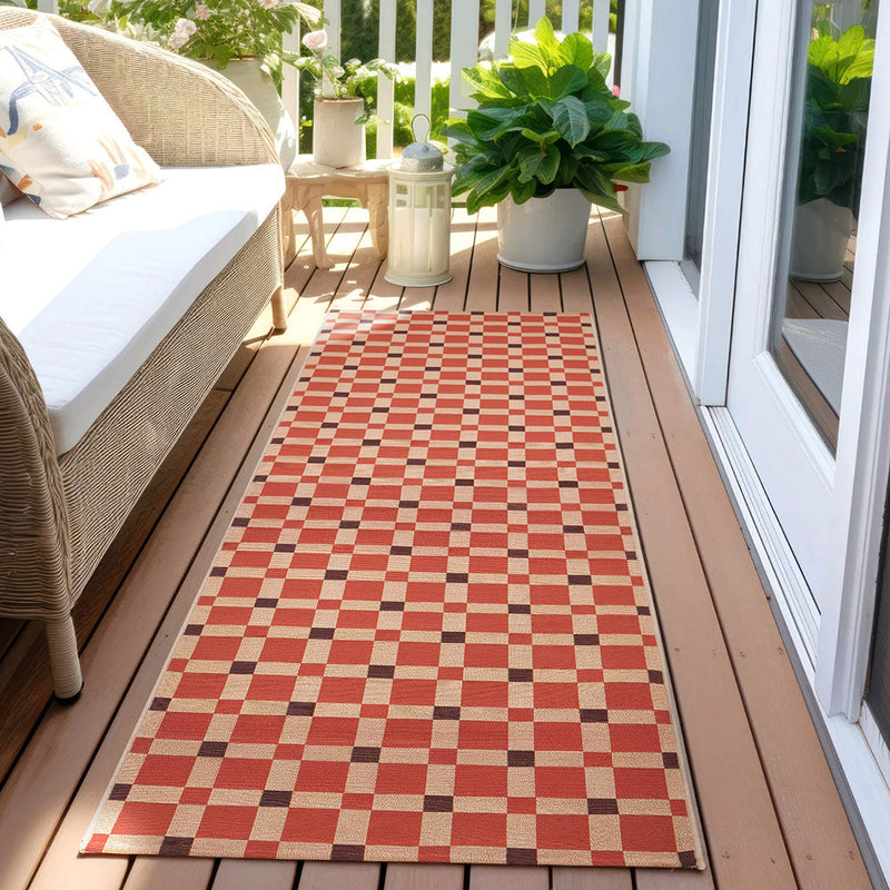 Terra Square Pattern Pink Rug