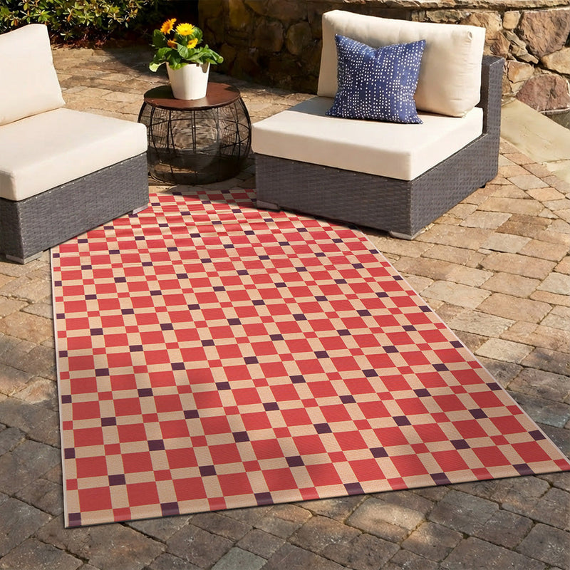 Terra Square Pattern Pink Rug