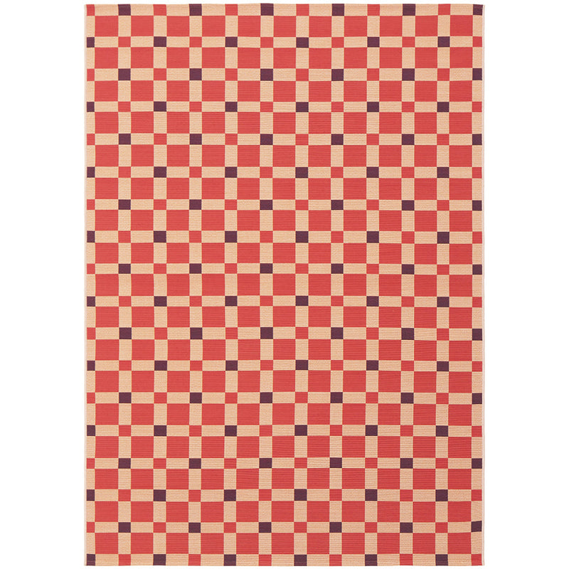Terra Square Pattern Pink Rug