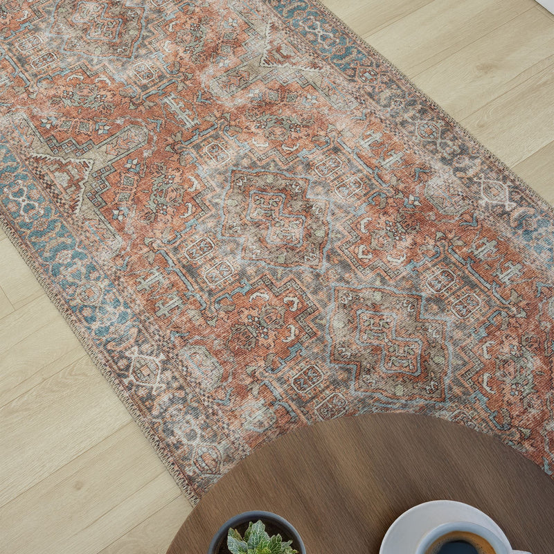 Retro Elegant Terracotta Runner Rug