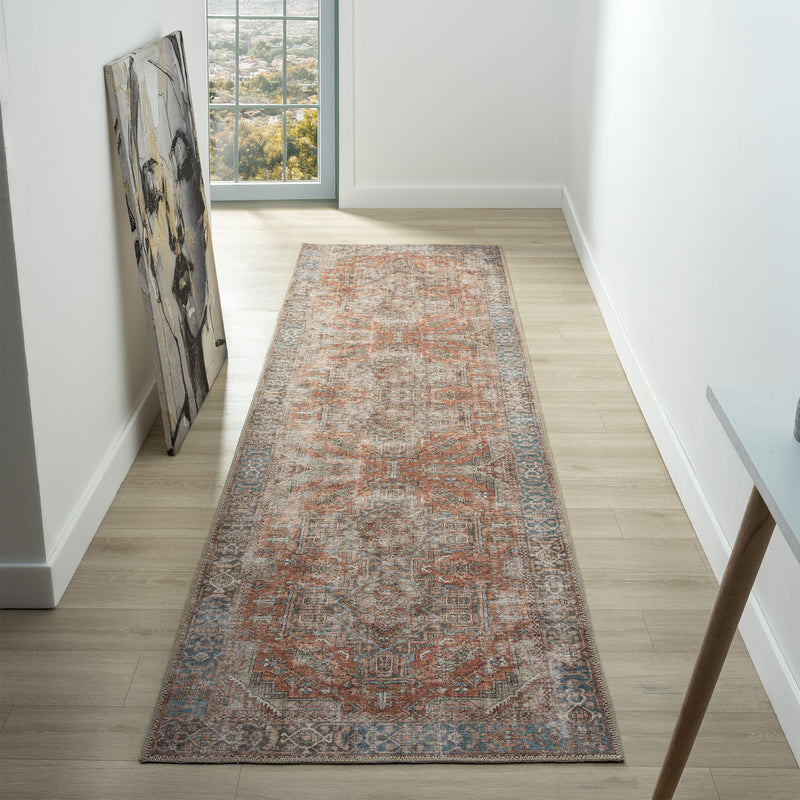Retro Elegant Terracotta Runner Rug
