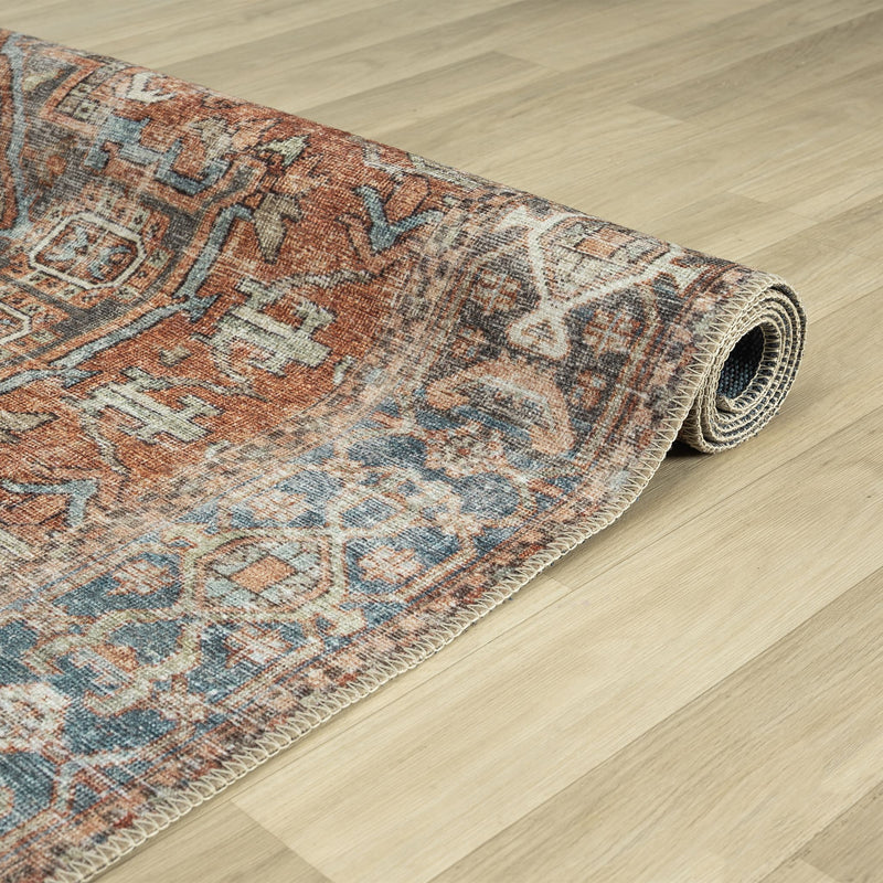 Retro Elegant Terracotta Runner Rug