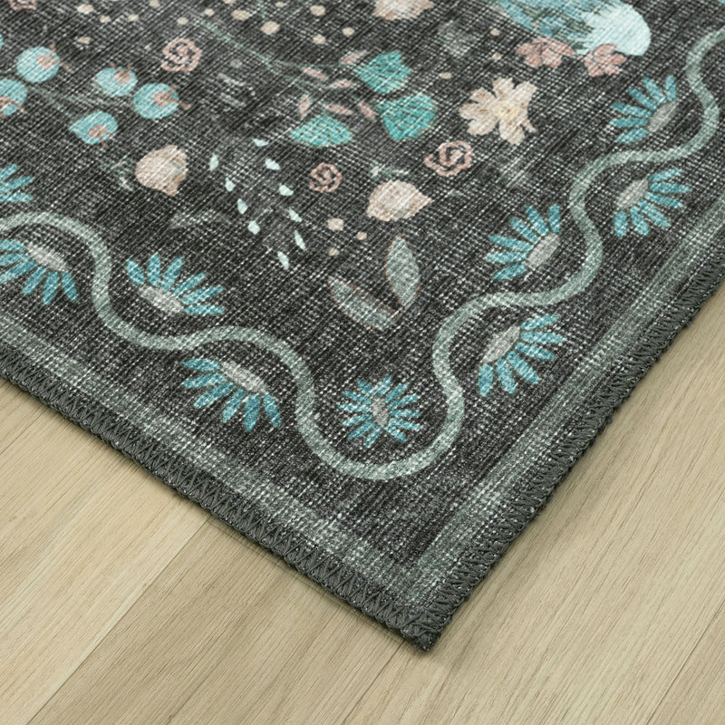 Retro Tree Blue Charcoal Runner Rug