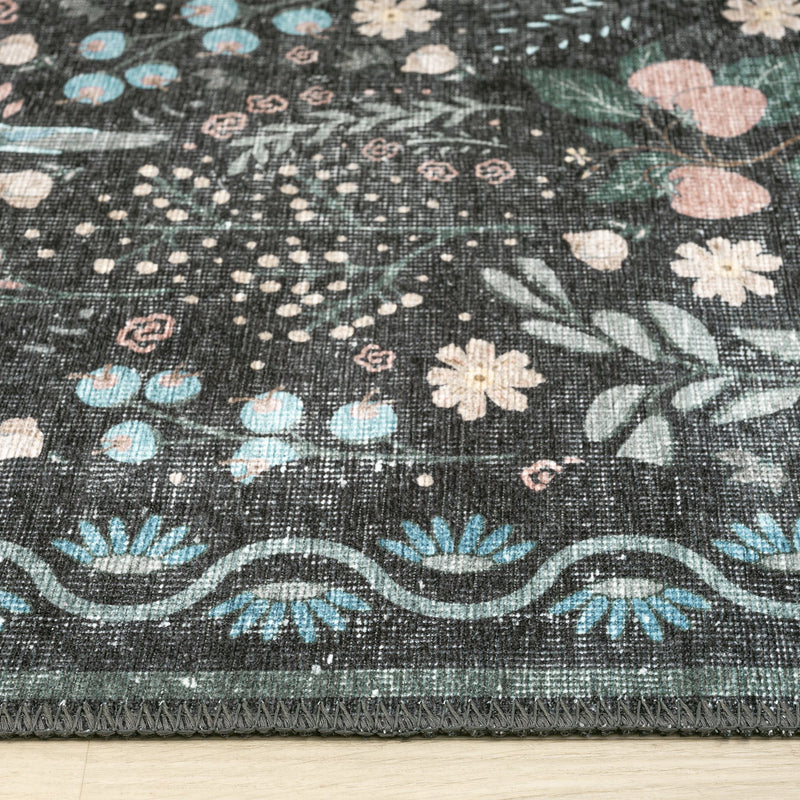 Retro Tree Blue Charcoal Runner Rug