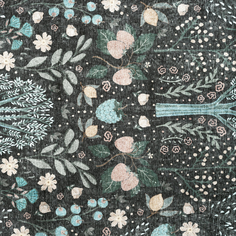 Retro Tree Blue Charcoal Rug