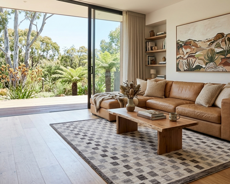 Vista Checkered Ivory Brown Rug