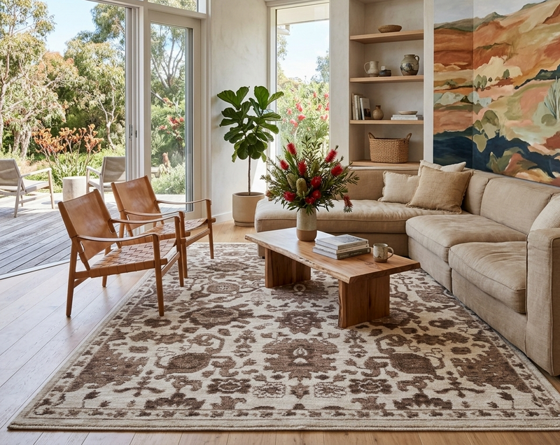 Vista Classical Ivory Brown Rug