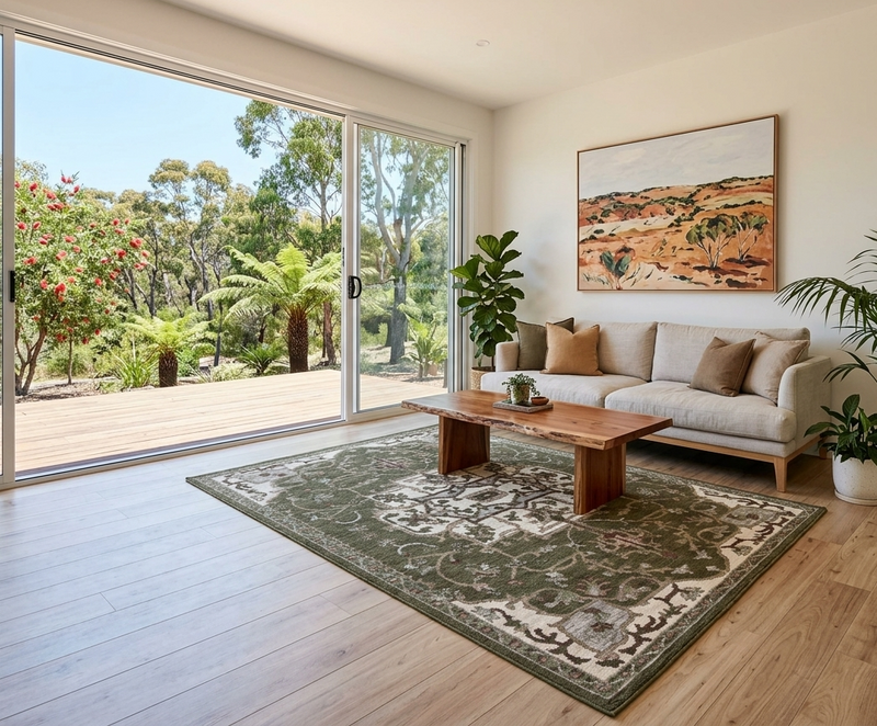 Vista Medallion Ivory OliveGreen Rug