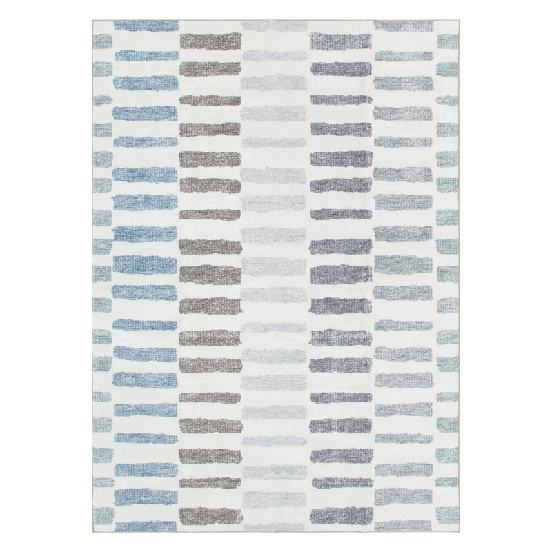 Machine Washable Stripe rug Blue