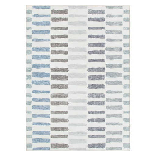 Machine Washable Stripe rug Blue
