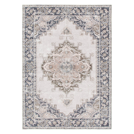 Machine Washable Medalion rug Blue