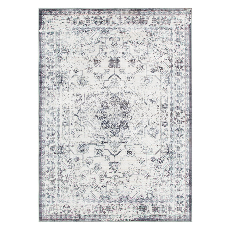 Machine Washable Medalion rug Blue