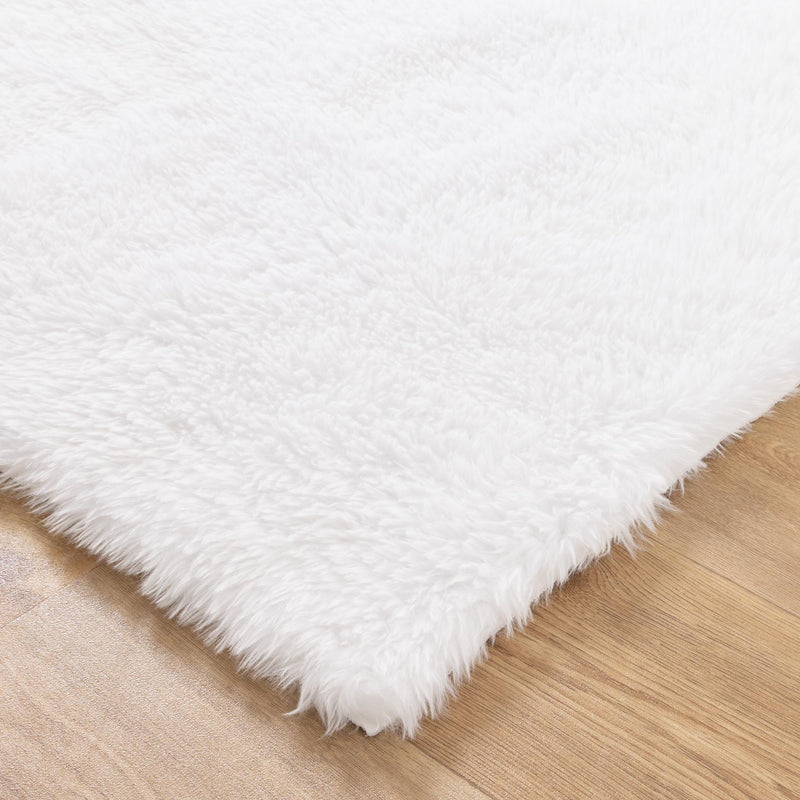 Mila Machine Washable Shaggy White Rug