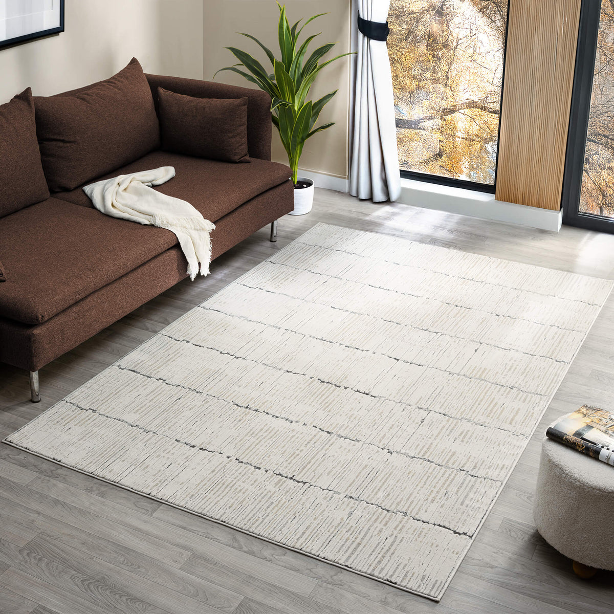 Soft Polyester ultra-modern Rectangle Rug Contemporary dense Pile shed ...