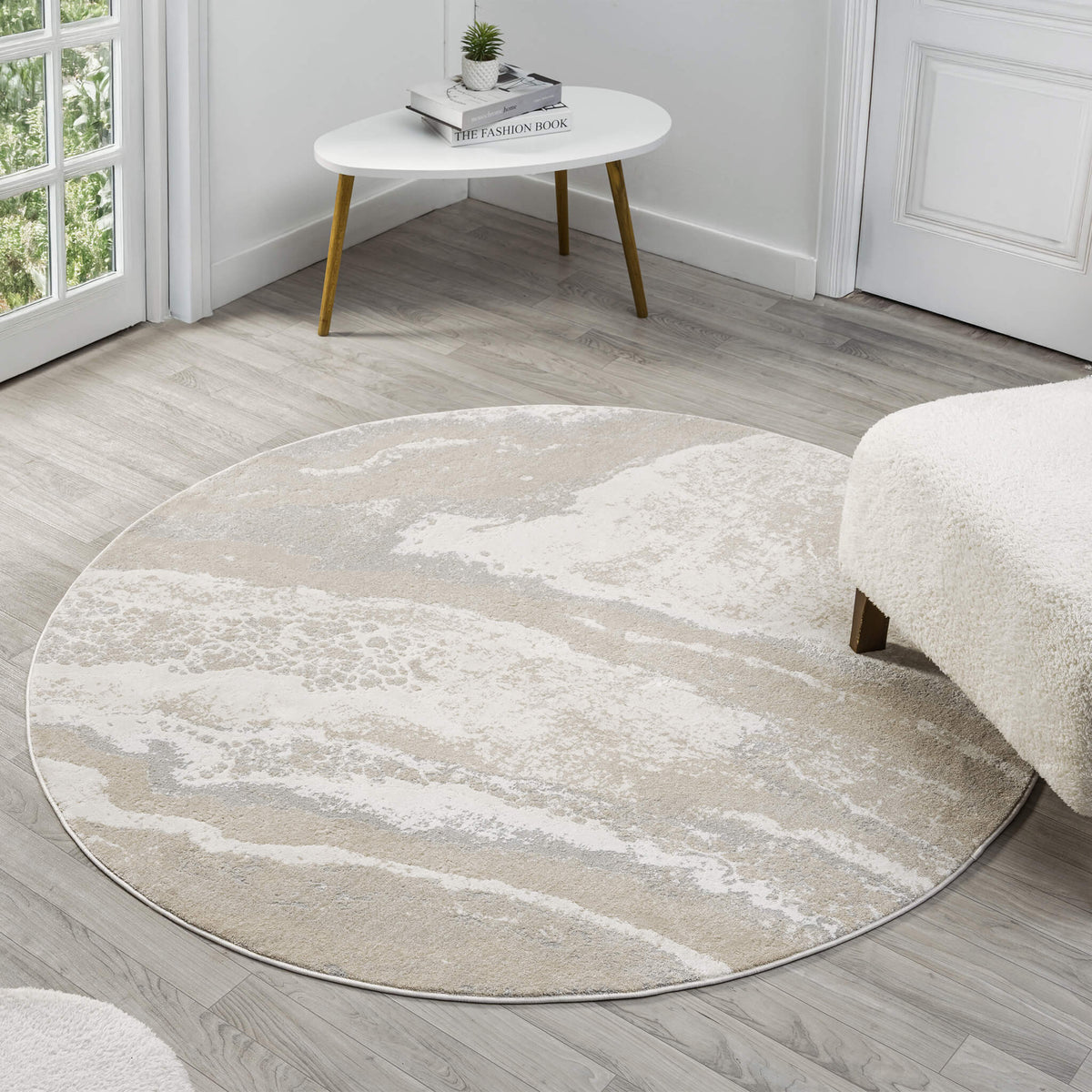 Soft Polyester ultra-modern Round Rug Contemporary dense Pile shed ...