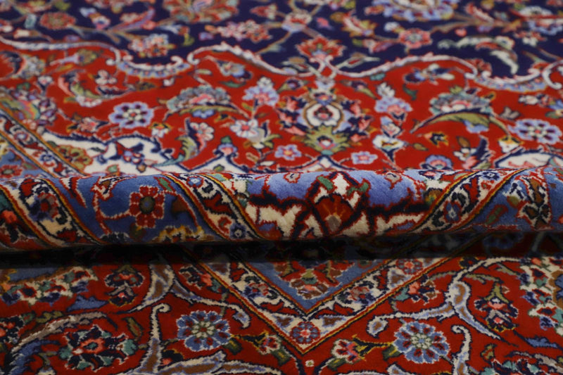 Persian Kashan Kork Navy Red Handmade Rug