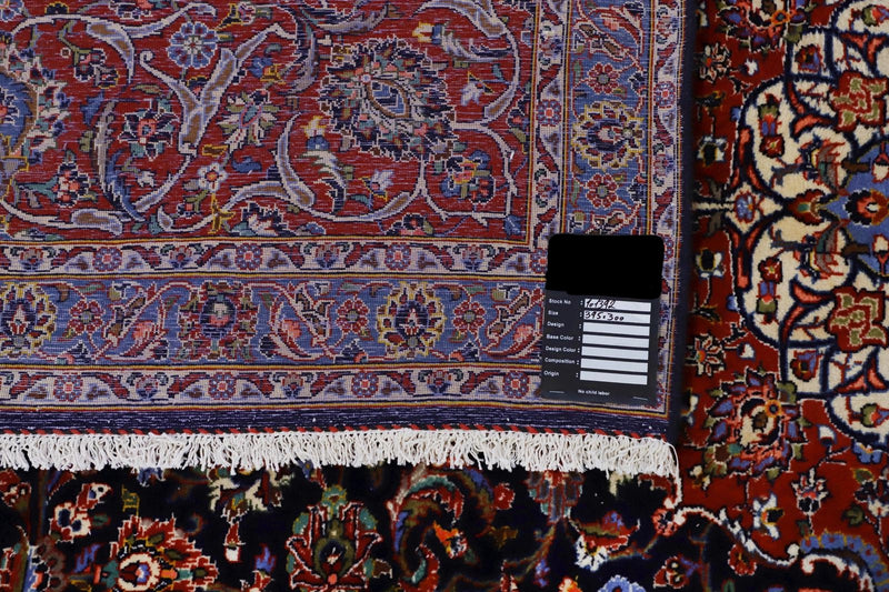 Persian Kashan Kork Navy Red Handmade Rug