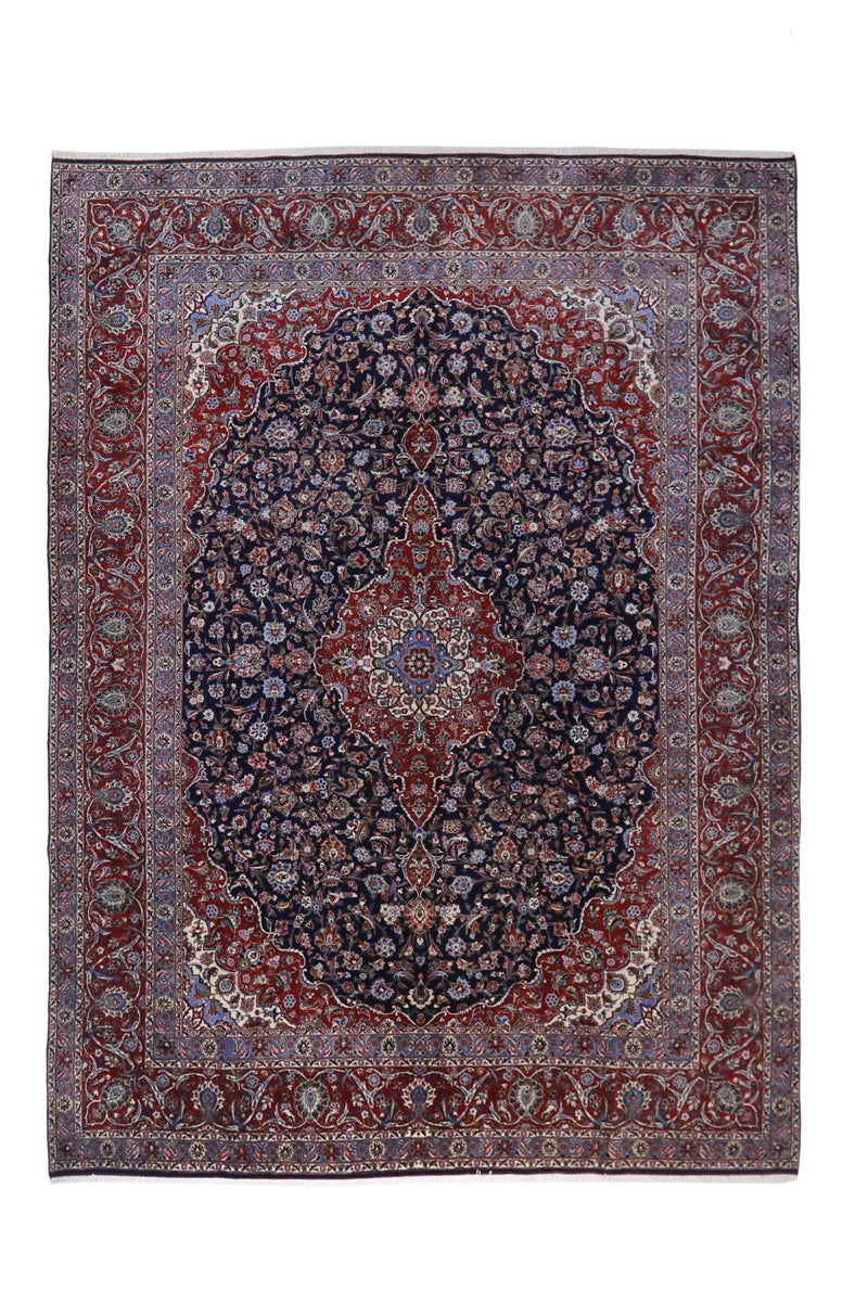 Persian Kashan Kork Navy Red Handmade Rug
