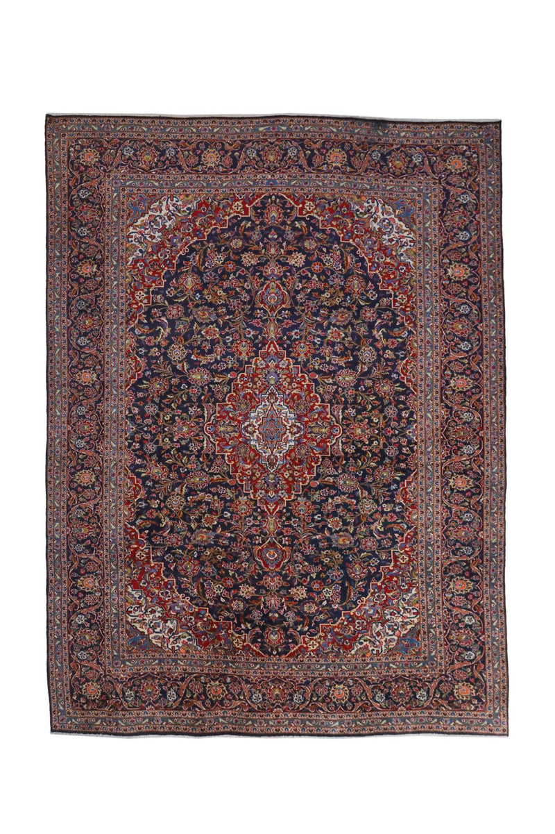 Persian Kashan Navy Red Handmade Rug