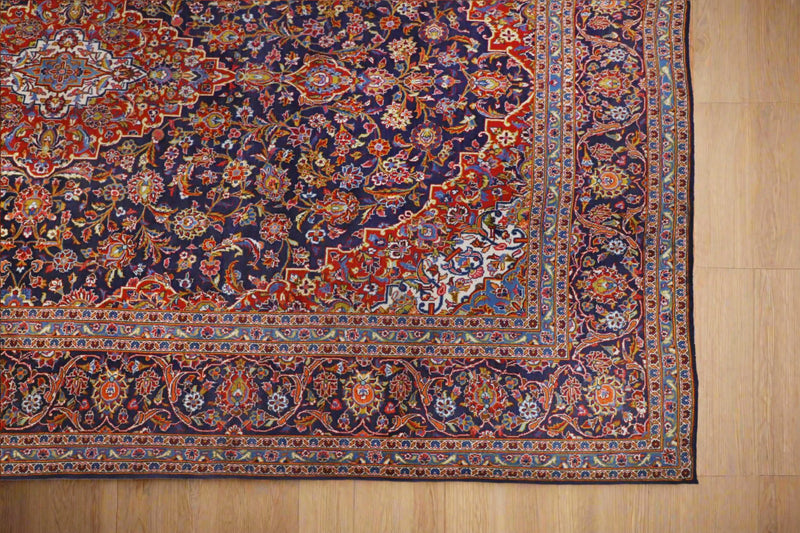 Persian Kashan Navy Red Handmade Rug