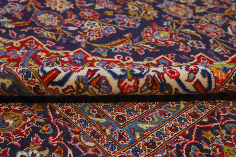Persian Kashan Navy Red Handmade Rug