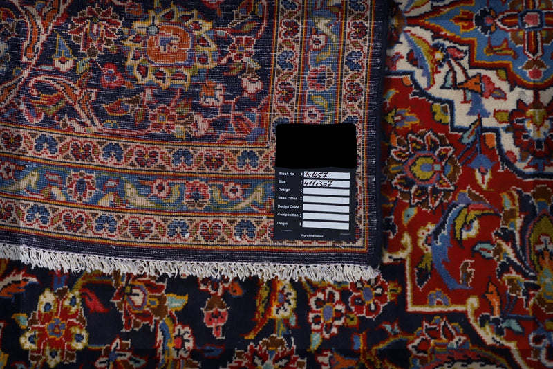Persian Kashan Navy Red Handmade Rug
