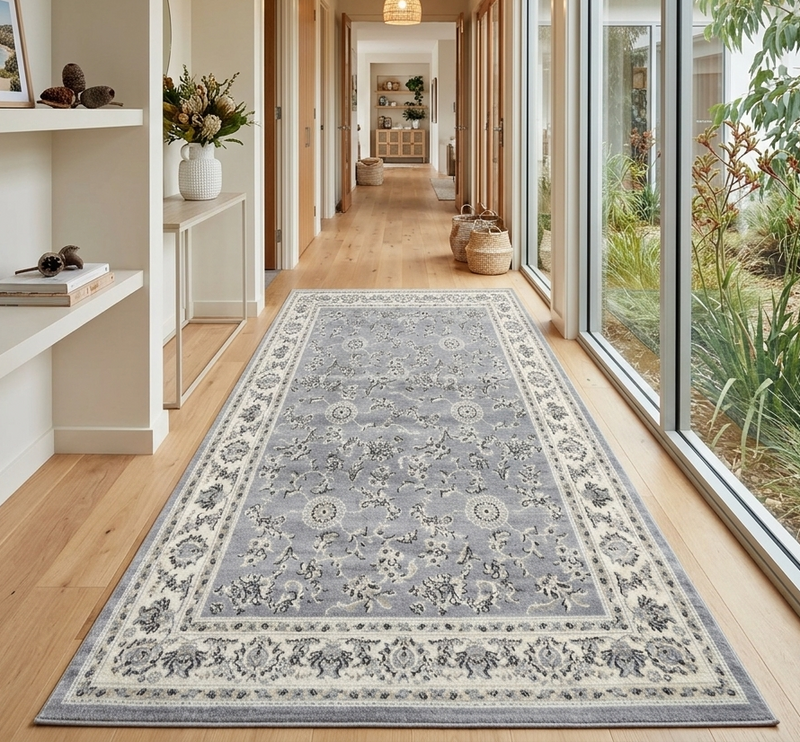 Aarya Border Cream Grey Runner Rug
