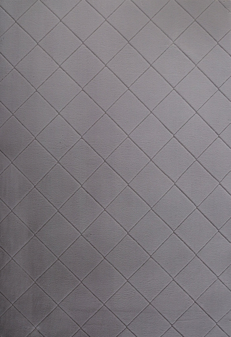 Plush Faux Fur Diamond Silver Rug