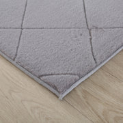 Plush Faux Fur Diamond Silver Rug