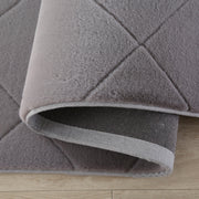 Plush Faux Fur Diamond Silver Rug