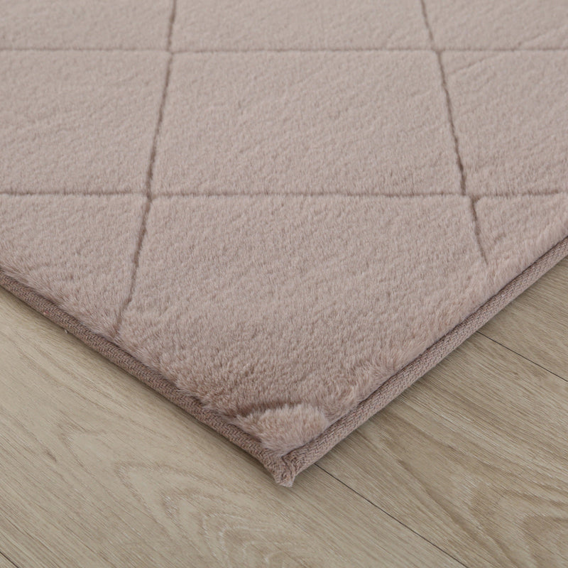 Plush Faux Fur Diamond Beige Rug