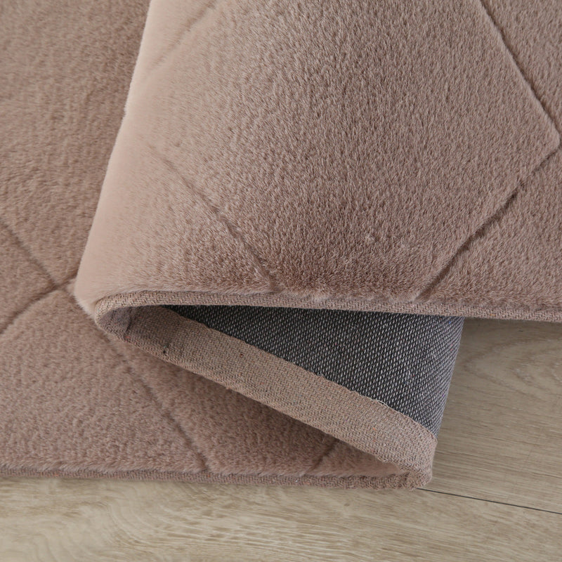 Plush Faux Fur Diamond Beige Rug