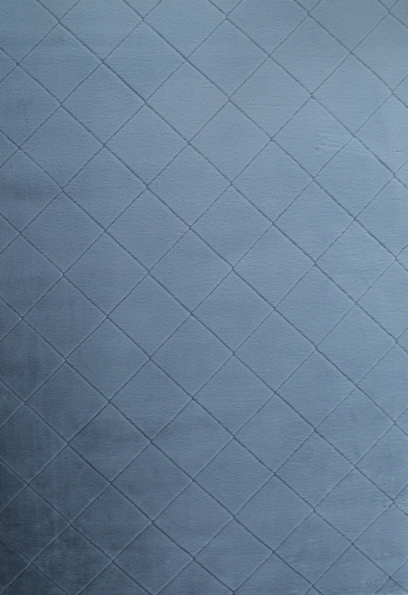 Plush Faux Fur Diamond Blue Rug