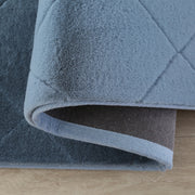 Plush Faux Fur Diamond Blue Rug