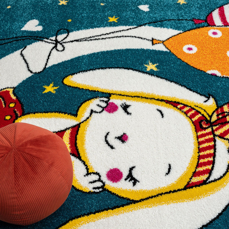 Kidszone Moon Bunny Blue Rug