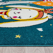 Kidszone Moon Bunny Blue Rug