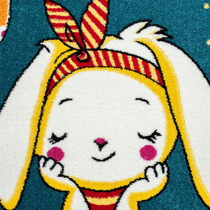 Kidszone Moon Bunny Blue Rug