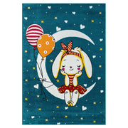 Kidszone Moon Bunny Blue Rug
