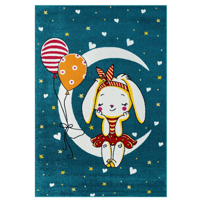 Kidszone Moon Bunny Blue Rug